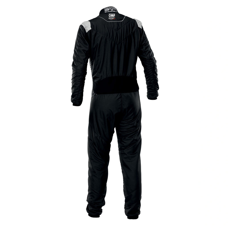Back view of OMP ONE-S AIR Racing Suit FIA in Black color at FAST RACER.