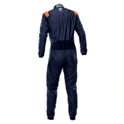 Back view of OMP ONE-S AIR Racing Suit FIA in Navy Blue color at FAST RACER.