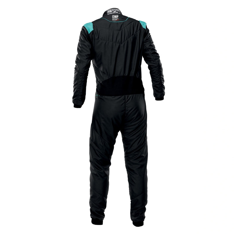 Back view of OMP ONE-S AIR Racing Suit FIA in Nero/Pertronas color at FAST RACER.