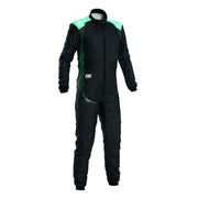 Front view of OMP ONE-S AIR Racing Suit FIA in Nero/Pertronas color at FAST RACER.