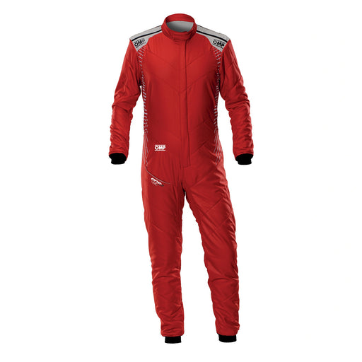Front view of OMP ONE-S AIR Racing Suit FIA in Red color at FAST RACER.