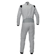 Back view of OMP ONE-S AIR Racing Suit FIA in Silver color at FAST RACER.