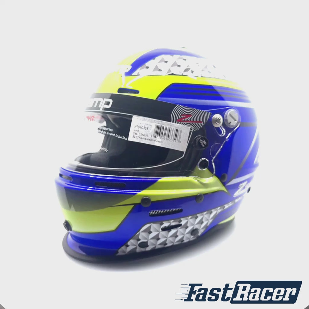 Buy Zamp RZ-62 Aramid Graphic Snell SA2020 Racing Helmet - Blue/Yellow - Fast Racer