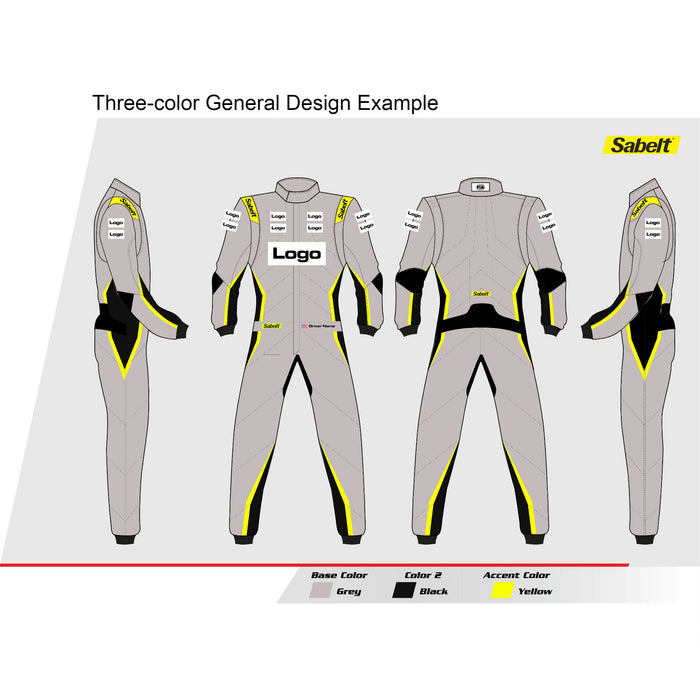 Sabelt TS10 Custom-Fitted Racing Suit - Printed, Three-color, General Design - Gray - Fast Racer