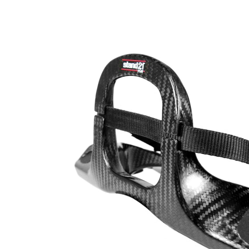 Stand21 FHR Featherlite Carbon restraint showing the curved rear beam and sliding tether detail – Fast Racer