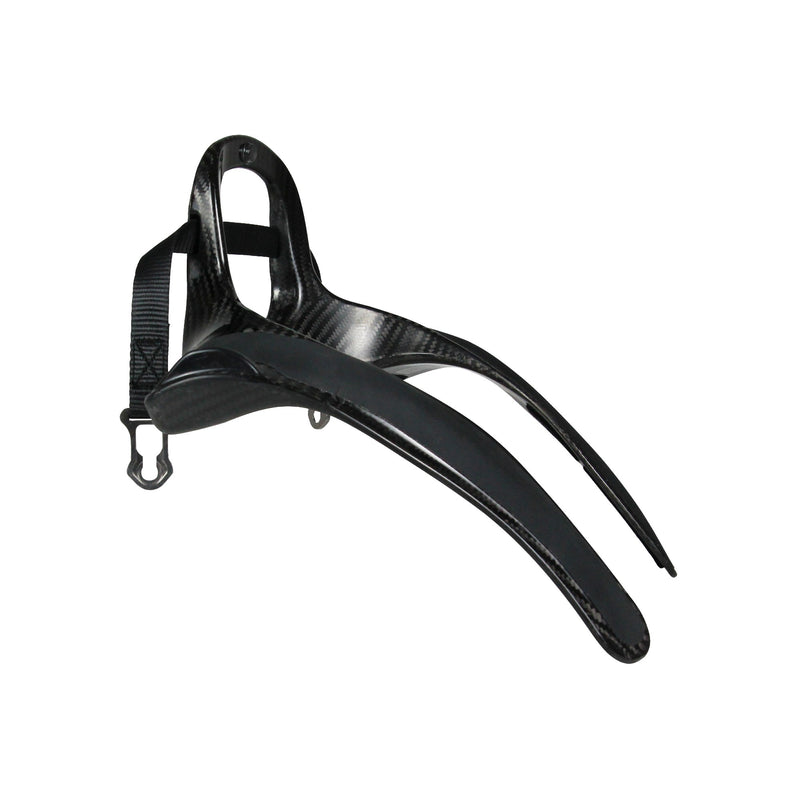 Stand21 FHR Featherlite Carbon restraint showing the carbon profile and sliding tether clip, side view – Fast Racer