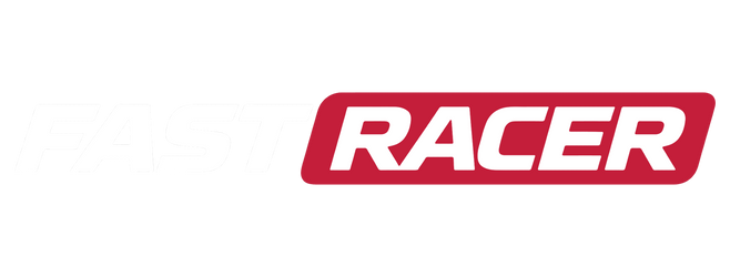 FAST RACER logo in white color with a Red background - Go FAST! Finish FIRST!