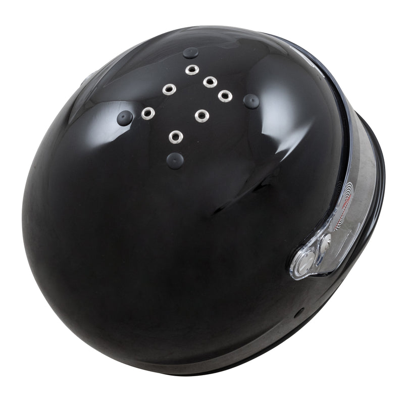 Top right view of the Zamp RZ-42Y Youth Racing Helmet Snell CMR2016 in Black color at FAST RACER