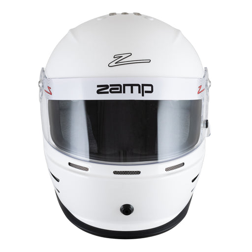 Front view of the Zamp RZ-42Y Youth Racing Helmet Snell CMR2016 in White color at FAST RACER