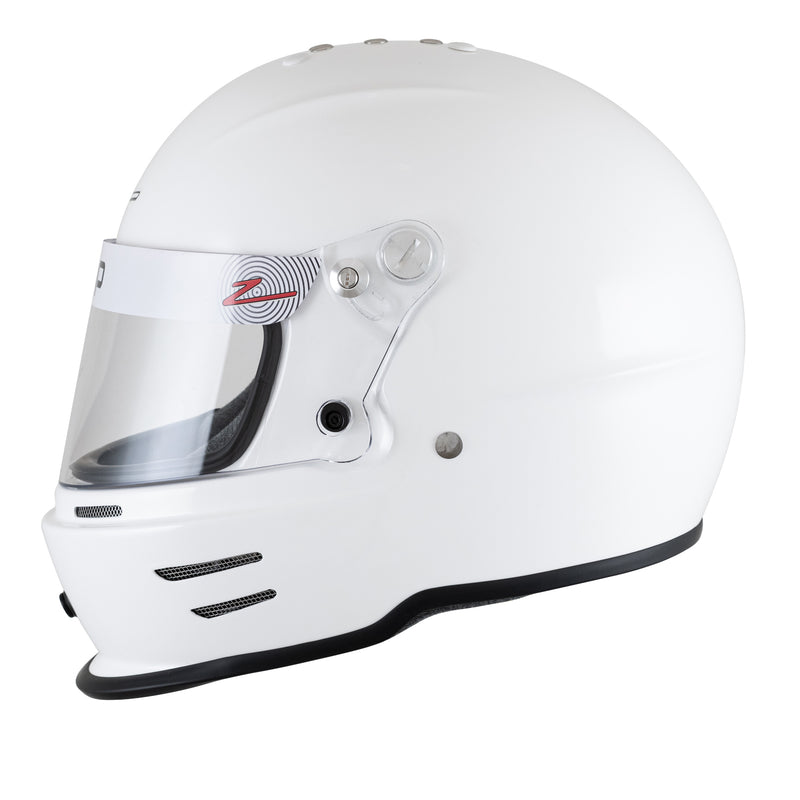 Full left view of the Zamp RZ-42Y Youth Racing Helmet Snell CMR2016 in White color at FAST RACER