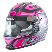 Main Left View of the Zamp RZ-48Y Carbon Graphics Youth Racing Helmet in Flo Pink color at FAST RACER
