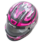 Top Left View of the Zamp RZ-48Y Carbon Graphics Youth Racing Helmet in Flo Pink color at FAST RACER