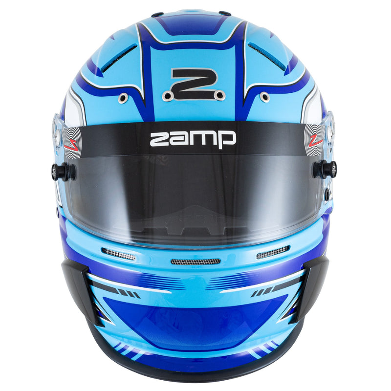 Front view of the Zamp RZ-70S Graphic Racing Helmet - Snell SA2025 in Blue color at FAST RACER.