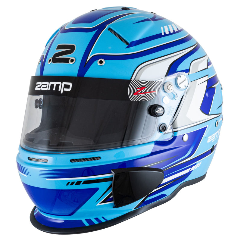 Left view of the Zamp RZ-70S Graphic Racing Helmet - Snell SA2025 in Blue color at FAST RACER.