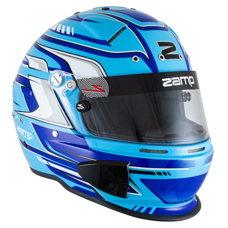 Right view of the Zamp RZ-70S Graphic Racing Helmet - Snell SA2025 in Blue color at FAST RACER.
