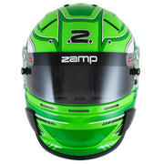 Front view of the Zamp RZ-70S Graphic Racing Helmet - Snell SA2025 in Green color at FAST RACER.