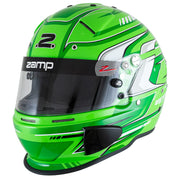 Left view of the Zamp RZ-70S Graphic Racing Helmet - Snell SA2025 in Green color at FAST RACER.