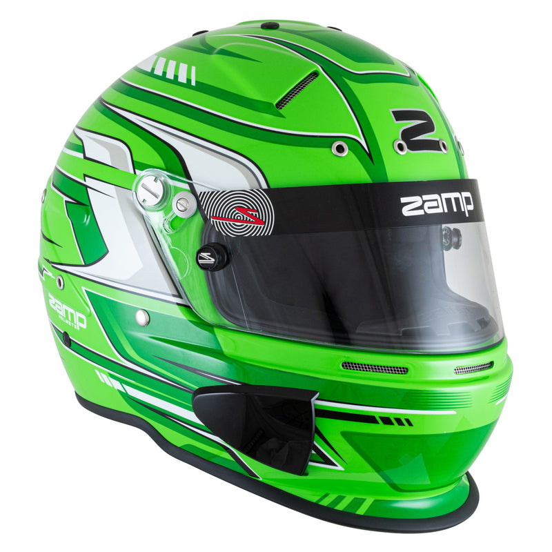 Right view of the Zamp RZ-70S Graphic Racing Helmet - Snell SA2025 in Green color at FAST RACER.