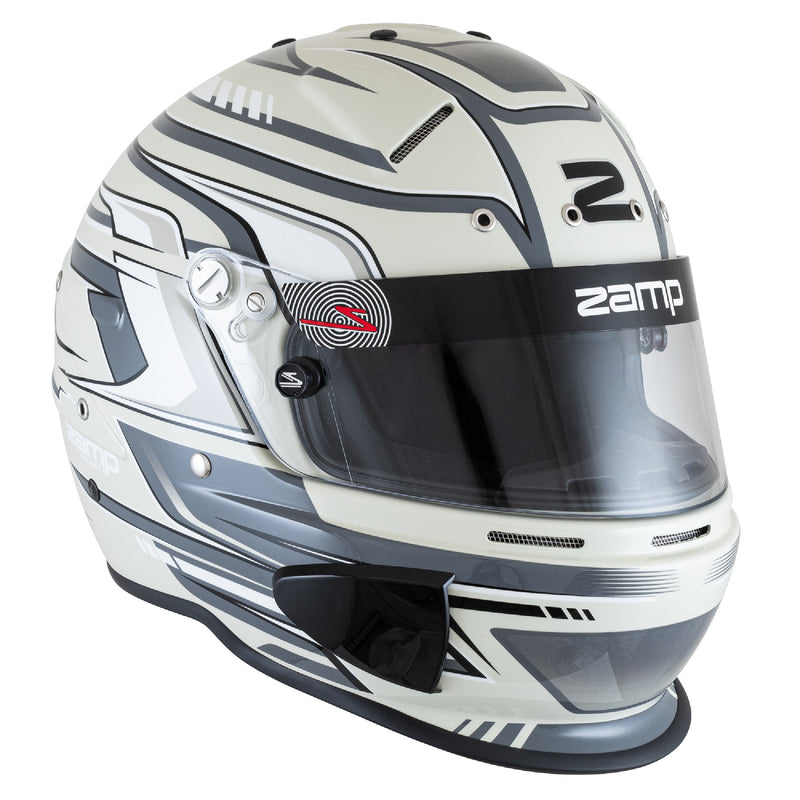 Right view of the Zamp RZ-70S Graphic Racing Helmet - Snell SA2025 in Grey color at FAST RACER.