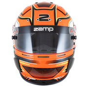 Front view of the Zamp RZ-70S Graphic Racing Helmet - Snell SA2025 in Orange color at FAST RACER.