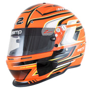 Left view of the Zamp RZ-70S Graphic Racing Helmet - Snell SA2025 in Orange color at FAST RACER.