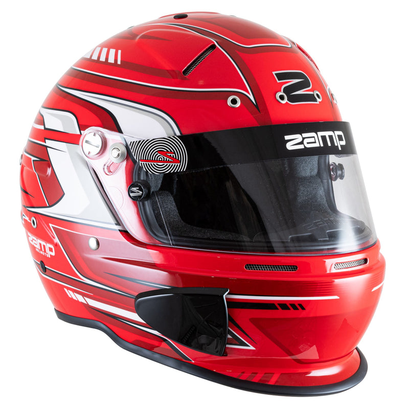 Right view of the Zamp RZ-70S Graphic Racing Helmet - Snell SA2025 in Red color at FAST RACER.