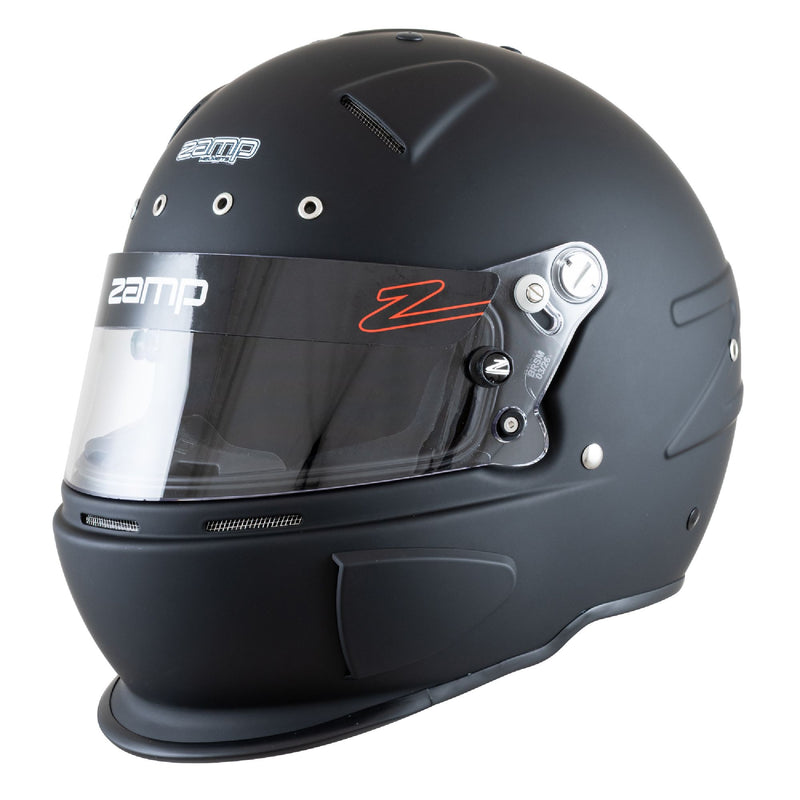 Main view of the Zamp RZ-70S Racing Helmet SA2025 in Matte Black color at FAST RACER