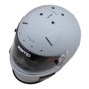 Top left view of the Zamp RZ-70S Racing Helmet SA2025 in Matte Grey color at FAST RACER