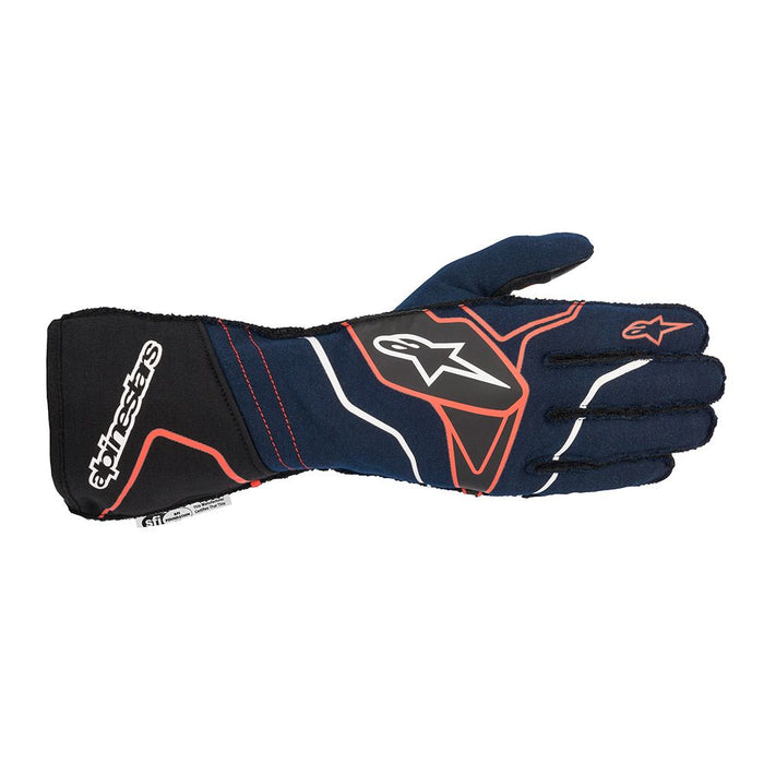 Alpinestars TECH-1 ZX V2 Racing Gloves - Blue / Black / Fluo Orange Front - Fast Racer