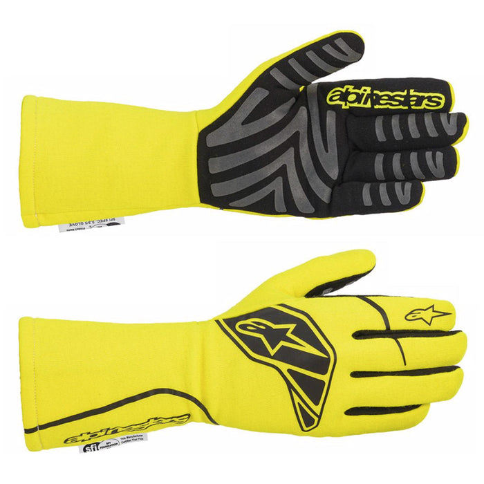 Alpinestars Tech-1 Race Start V2 Racing Gloves - Yellow Flue / Black Front and Back - Fast Racer