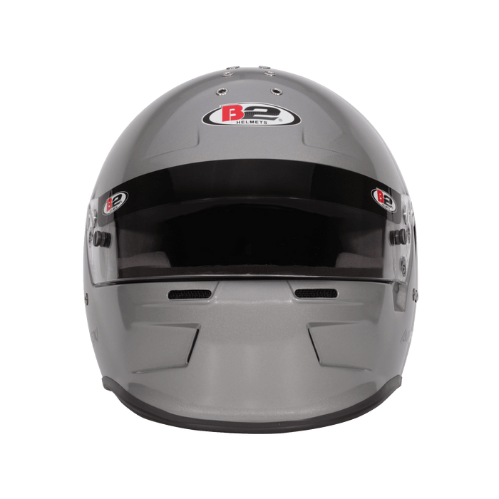 B2 APEX Helmet SA2020 - Silver - Frontal View - Fast Racer