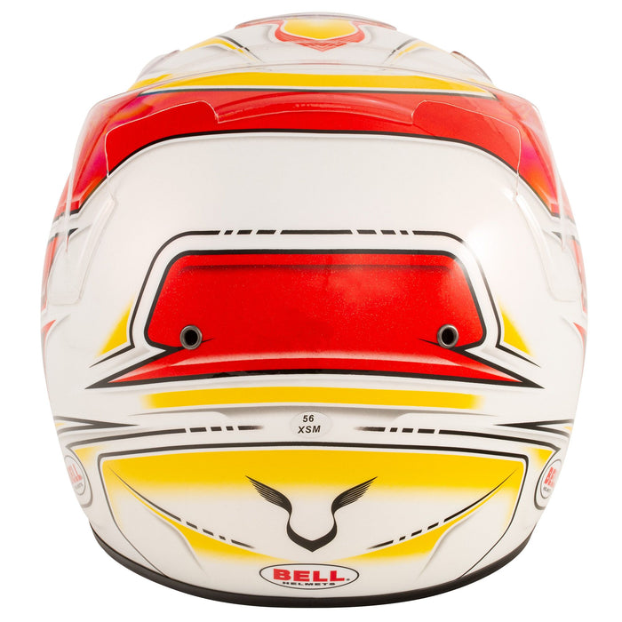 Bell KC7-CMR Youth Kart Helmet - Lewis Hamilton Signature Series White/Yellow/Red +Free HP Helmet Bag - Back - Fast Racer