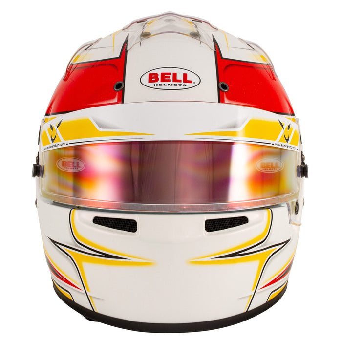 Bell KC7-CMR Youth Kart Helmet - Lewis Hamilton Signature Series White/Yellow/Red +Free HP Helmet Bag - Front - Fast Racer