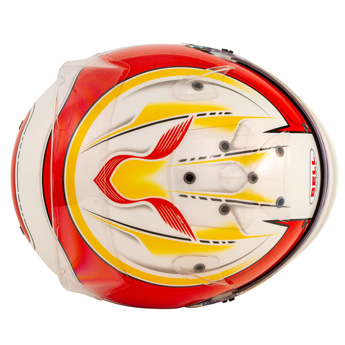 Bell KC7-CMR Youth Kart Helmet - Lewis Hamilton Signature Series White/Yellow/Red +Free HP Helmet Bag - Top - Fast Racer