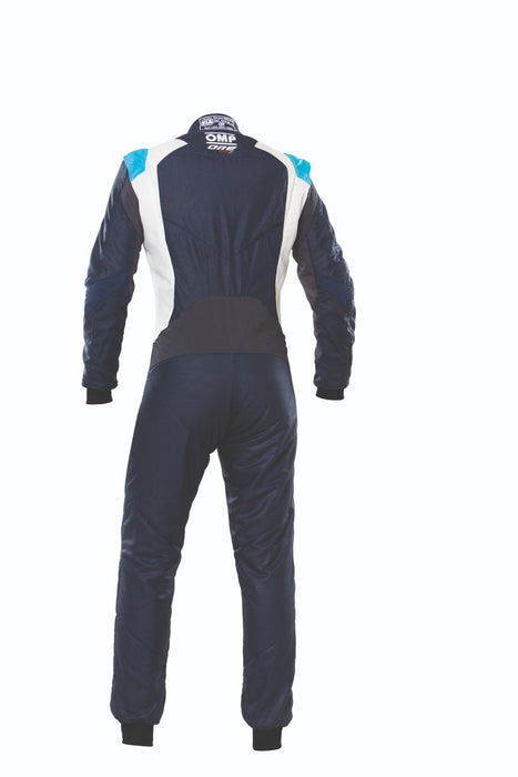 OMP One Evo X Racing Suit - Ultra-light Racing Suit - IA01861 - Back - Navy Blue / Cyan - MY2021 - Fast Racer
