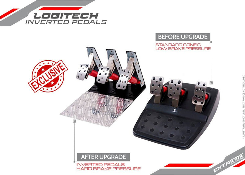 Extreme SimRacing Inverted Pedals For Logitech G25, G27, G29, G920 and G923 Upgrade - FAST RACER