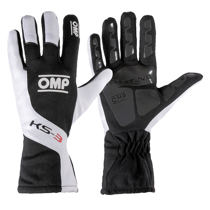 OMP KS-3 Kart Racing Gloves - KK02743 - Black/White - Pair - Fast Racer