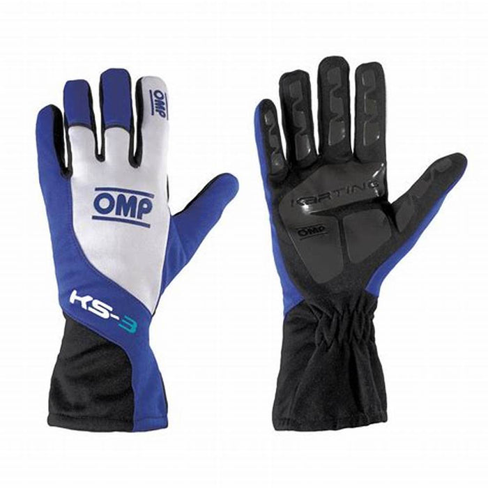 OMP KS-3 Kart Racing Gloves - KK02743 - Blue/White - Pair - Fast Racer