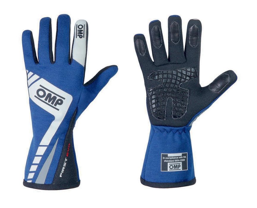 OMP | FIRST EVO Racing Gloves - Blue/White Pair - FAST RACER