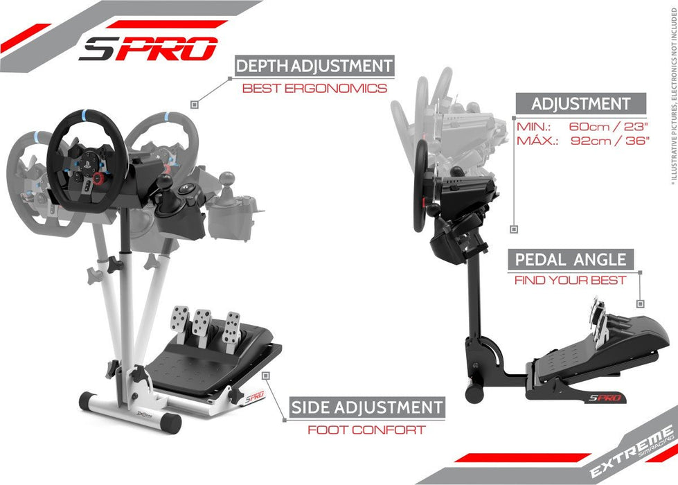 Extreme SimRacing Wheel Stand SPRO White Edition — FAST RACER