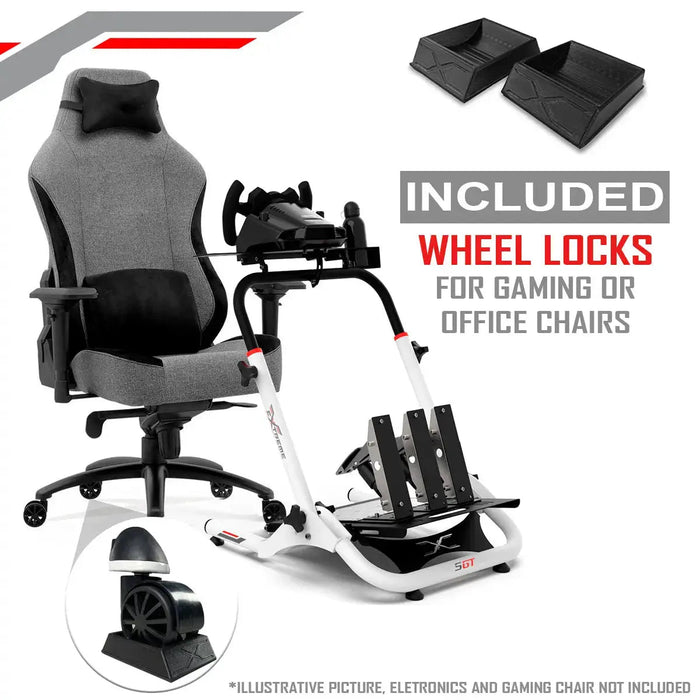 Extreme SimRacing Wheel Stand SGT White Edition (Wheel Locks Included)