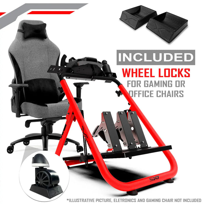 Extreme SimRacing Wheel Stand SXT V2 Red Edition (Wheel Locks Included)