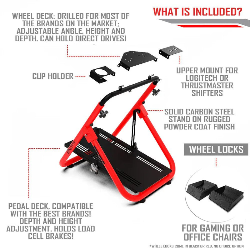 Extreme SimRacing Wheel Stand SXT V2 Red Edition (Wheel Locks Included) - FAST RACER