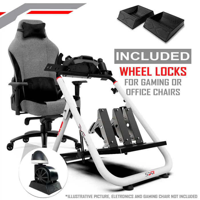 Extreme SimRacing Wheel Stand SXT V2 White Edition (Wheel Locks Included)