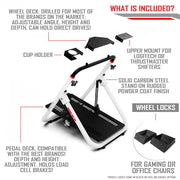 Extreme SimRacing Wheel Stand SXT V2 White Edition (Wheel Locks Included) - FAST RACER