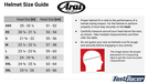 Arai Helmets Kart Racing Automotive Size Chart
