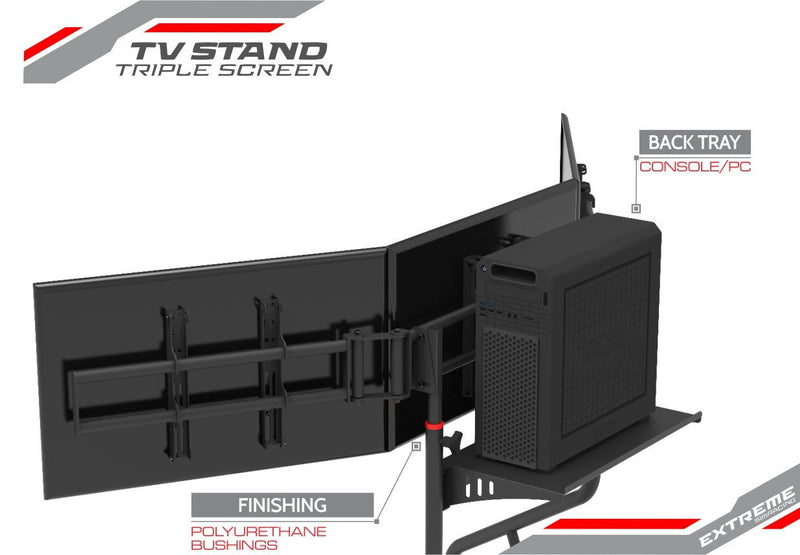 Extreme SimRacing Triple Screen TV Stand - FAST RACER