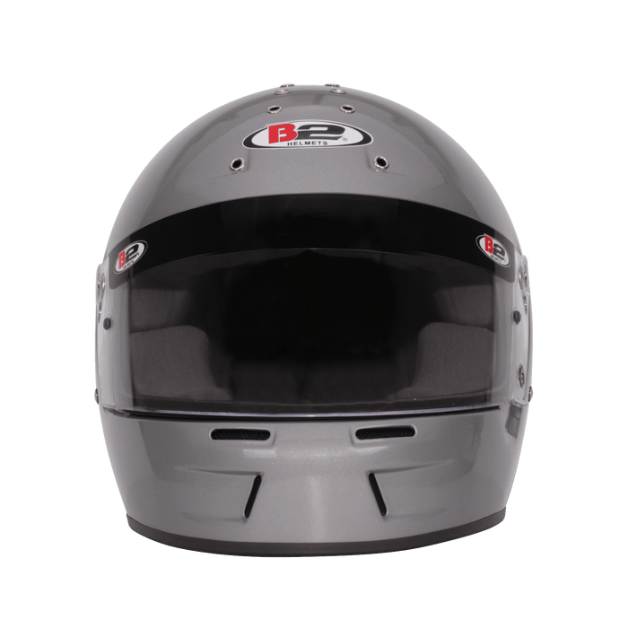 B2 VISION EV Helmet SA2020 - Silver - Frontal View - Fast Racer