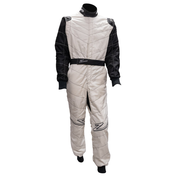 Zamp ZR-50F FIA, SFI Race Suit Straight Cuff White Black Front Fast Racer 