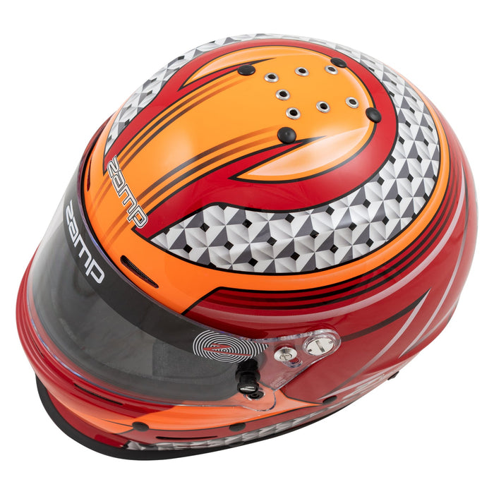 Zamp RZ-62 Aramid SNELL SA2020 Racing Helmet - Red/Orange - Top - Fast Racer